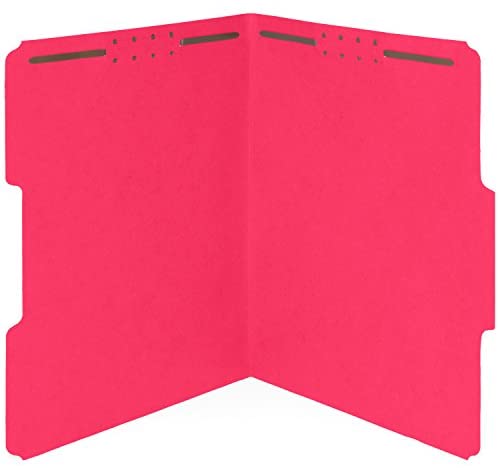 Photo 1 of 50 Red Fastener File Folders - 1/3 Cut Reinforced Assorted Tab - Durable 2 Prongs Designed to Organize Standard Medical Files, Law Client Files, Office Reports - Letter Size, Red, 50 Pack
