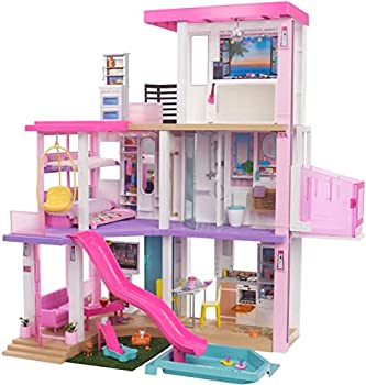 Photo 1 of Barbie Dreamhouse (3.75-ft) 3-Story Dollhouse Playset with Pool & Slide, Party Room, Elevator, Puppy Play Area, Customizable Lights & Sounds, 75+ Pieces, Gift for 3 to 7 Year Olds, New for 2021
