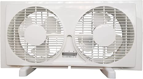 Photo 1 of 9-inch Twin Window Fan with Manual Reversible Airflow Control, Auto-Locking Expanders, and 2-Speed Fan Switch (Min. 22.4" Max. 34.3") Expanders and Leg Stands Included
