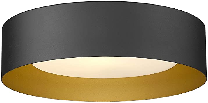 Photo 1 of Autelo Flush Mount Ceiling Light, 14" Frosted Glass Shade Close to Ceiling Light Fixture in Black Finish E26 Socket for Living Room Hallway Bedroom C3336XS BK
