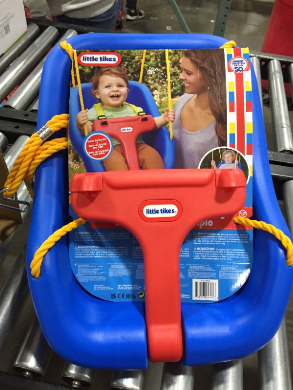 Photo 2 of Little Tikes 2-in-1 Snug 'n Secure Blue Swing With Adjustable Strap, Indoor and Outdoor Playing Time, Perfect For Baby and Toddler Swing-Set | Boys and Girls 9 Months - 4 Years of Age
