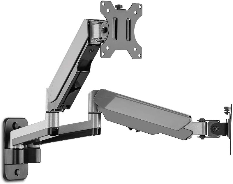 Photo 1 of AVLT Dual 13"-32" Monitor Wall Mount fits Two Flat/Curved Computer Monitor Full Motion Height Swivel Tilt Rotation Adjustable Monitor Arm - VESA/Cable Management
