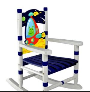 Photo 1 of Fantasy Fields Kids Outer Space Wood Rocking Chair Blue
