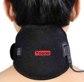 Photo 1 of Yosoo Hot Cold Therapy Heated Neck Wrap Brace Adjustable Neck Heating Pad for Headache Stiff Neck Pain Relief and Warmer with Mesh Bag for Gel Ice Pack
