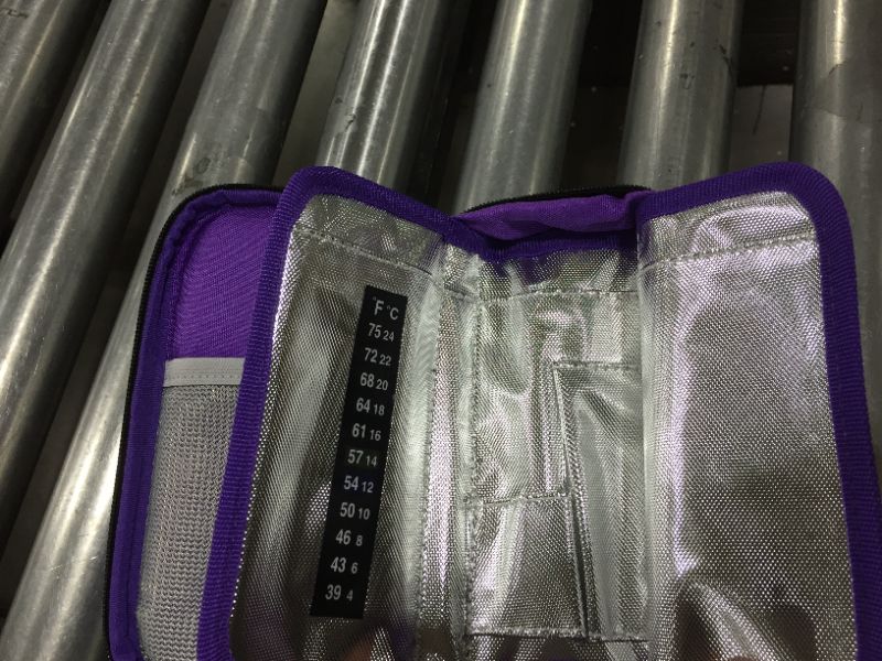 Photo 3 of Temperature Display Medical Travel Cooler Bag with Ice Gel Insulin Cooling Case Diabetic Cooler Bag Syringes Chill (Purple)
