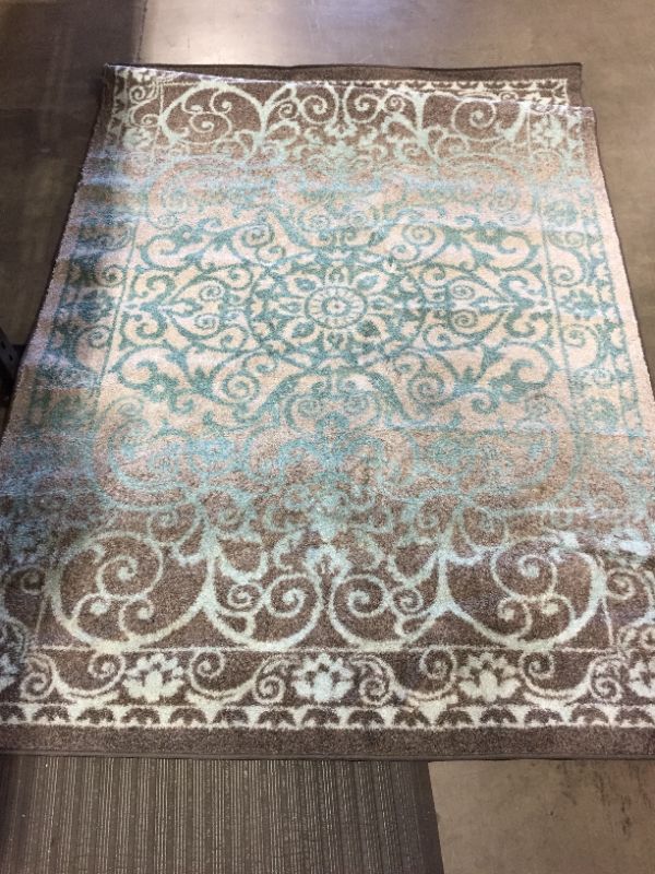 Photo 1 of 5'X8' TEAL AND GRAY AREA RUG 