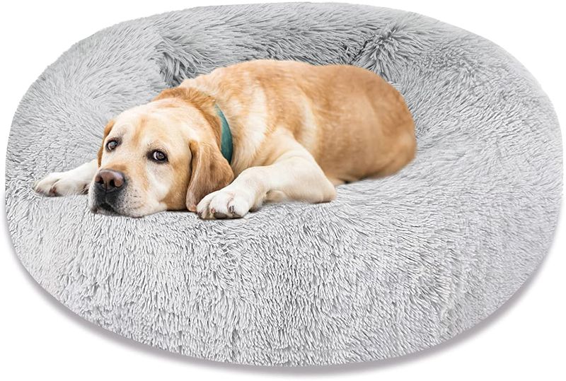 Photo 1 of Dog Bed & Cat Bed, Calming Anti-Anxiety Donut Dog Cuddler Bed, Machine Washable Round Pet Bed, Comfy Faux Fur Plush Dog Cat Bed for Small Medium Large Dogs and Cats

