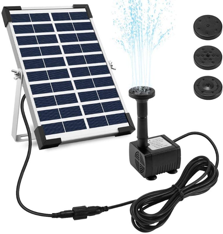 Photo 1 of Ankway Solar Fountain Pump 5W 128" Wire Length Solar Powered Water Pump with Adjustable Solar Panel Tilt Mount Brackets for Pond Pool Submersible Outdoor Garden Solar Water Fountain Pump Kit no remote
