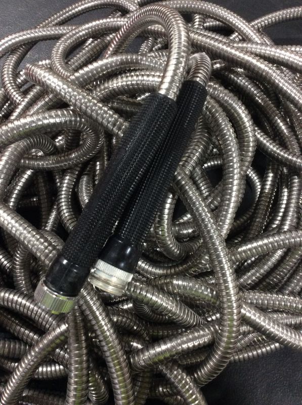 Photo 4 of Bionic Steel 50 Foot Garden Hose 304 Stainless Steel Metal Water Hose – Super Tough & Flexible, Lightweight, Crush Resistant Aluminum Fittings, Kink & Tangle Free, Rust Proof, Easy to Use & Store
