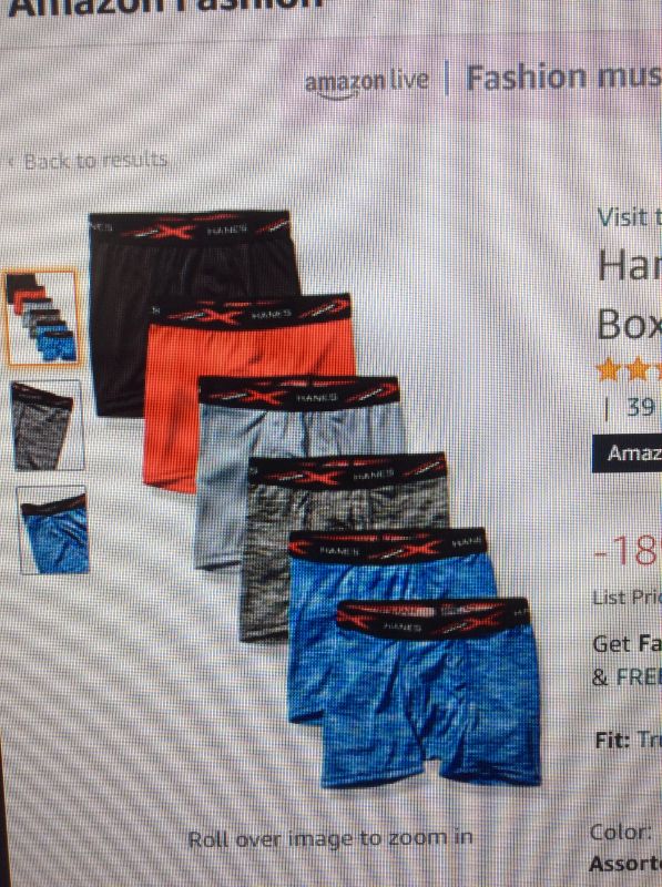 Photo 1 of Hanes Boys' Breathable Tagless Boxer Brief, 6-Pack
SIZE LARGE