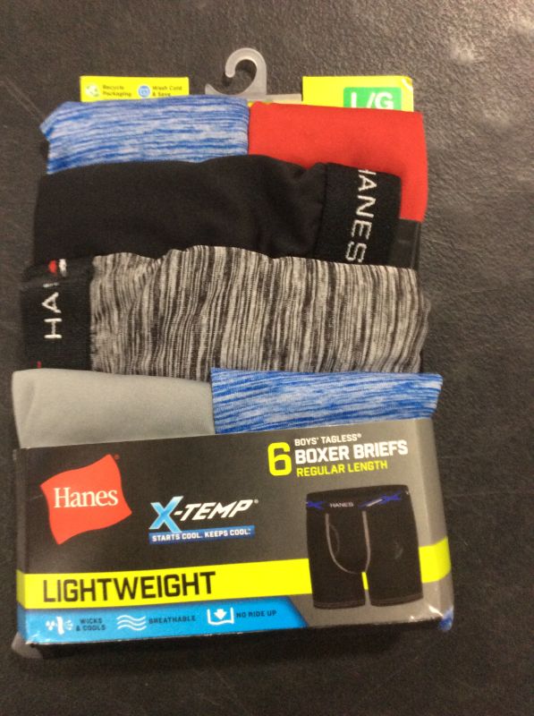Photo 1 of Hanes Boys' Breathable Tagless Boxer Brief, 6-Pack
SIZE LARGE