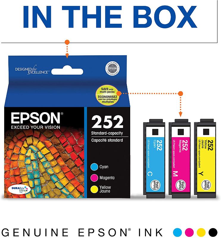 Photo 1 of EPSON T252 DURABrite Ultra Ink Standard Capacity Color Combo Pack (T252520-S) for select Epson WorkForce Printers
