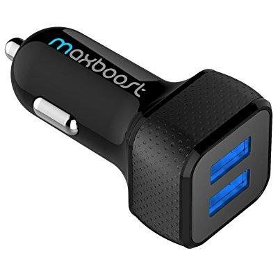 Photo 1 of car charger, maxboost 4.8a/24w 2 usb smart port car charger [black] for iphone x 8 7 6s 6 plus, 5 se 5s 5 5c, galaxy s8 s7 s6 edge, note 8 4, lg g6 g5 v10 v20, htc,nexus 5x 6p,pixel,ipad pro portable
