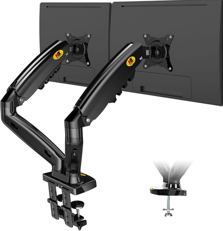 Photo 1 of NB North Bayou Dual Monitor Desk Mount Stand Full Motion Swivel Computer Monitor Arm for Two Screens 17-27 Inch with 4.4~19.8lbs Load Capacity for Each Display F160
