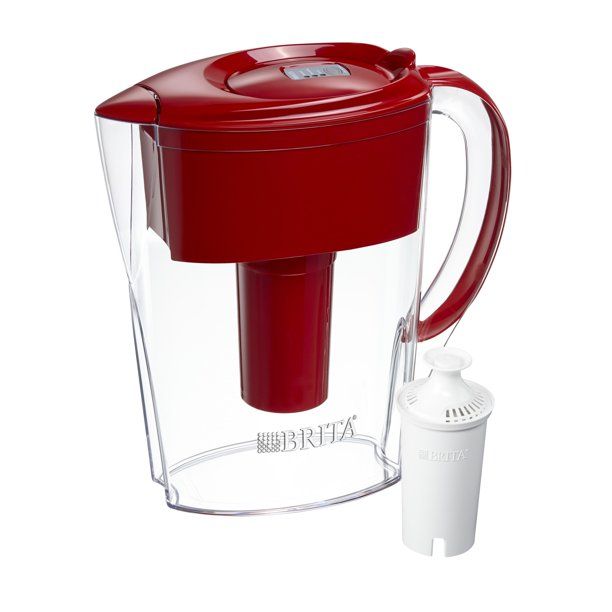 Photo 1 of Brita Space Saver Water Filter Pitcher, 6 Cup - Red
