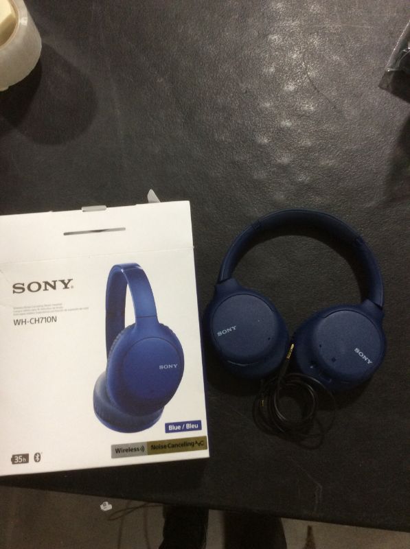 Photo 2 of Sony Noise Cancelling Headphones WHCH710N: Wireless Bluetooth Over the Ear Headset with Mic for Phone-Call, Blue (Amazon Exclusive)
