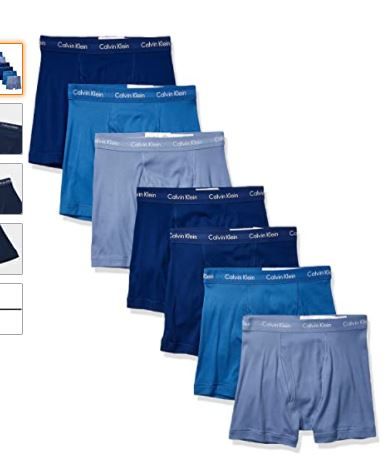 Photo 1 of Calvin Klein Men's Cotton Classics Megapack Boxer Briefs- 7 pack- Shades of blue
