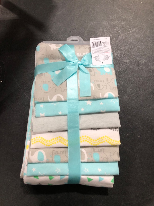 Photo 2 of Luvable Friends Unisex Baby Cotton Flannel Receiving Blankets Bundle, Basic Elephant, One Size
