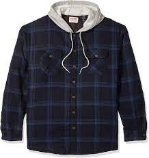 Photo 1 of Wrangler Authentics Men's Long Sleeve Quilted Lined Flannel Shirt Jacket with Hood- XL
