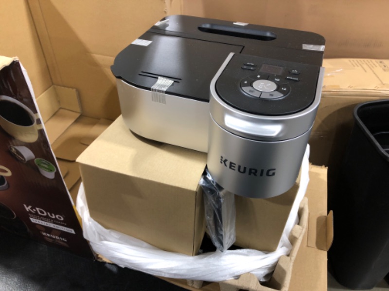 Photo 2 of Keurig K-Duo Special Edition Coffee Maker, Single Serve and 12-Cup Drip Coffee Brewer, Compatible with K-Cup Pods and Ground Coffee, Silver
