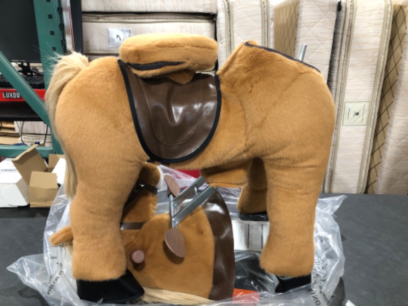 Photo 3 of  Riding Horse Toddler Ride on Toys for Boys (with Brake/ 30" Height/ Size 3 for Age 3-5) Mechanical Pony Ride Plush Brown Ux324
