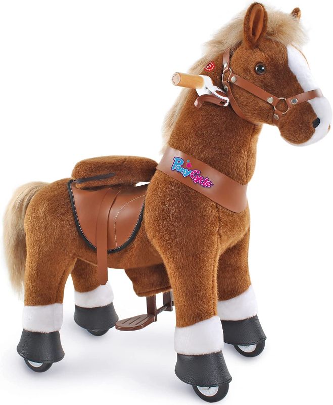 Photo 1 of  Riding Horse Toddler Ride on Toys for Boys (with Brake/ 30" Height/ Size 3 for Age 3-5) Mechanical Pony Ride Plush Brown Ux324
