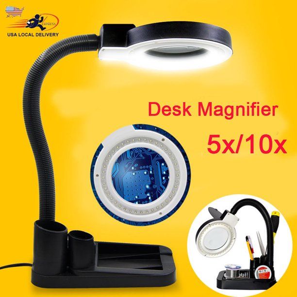 Photo 1 of Adjustable Desk Lamp, 5X 10X Magnifying Crafts Glass Desk Light Lamp
