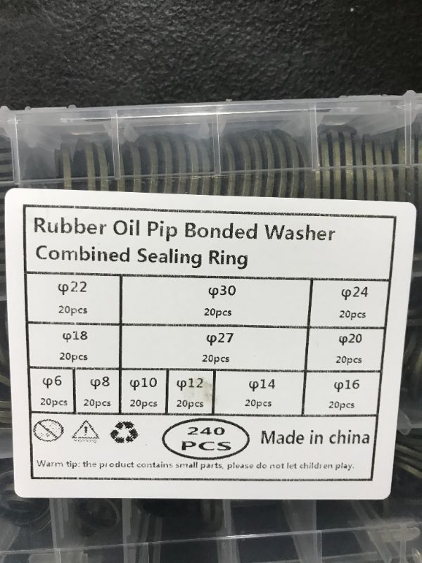 Photo 1 of 240pcs Bonded Washers,O-Ring Rubber Metal Sealing Oil Gasket for Pipe Connection Screw Plugs Pressure System,40 MPa,25 to 100 Degrees Celsius

