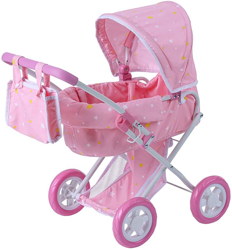 Photo 1 of Olivia's Little World Twinkle Stars Princess Deluxe Baby Doll Stroller, Pink/White
