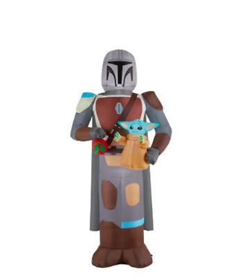 Photo 1 of 6.5' Star Wars Mandalorian with CHILD Pre Lit Christmas Yard Inflatable NEW 2021
