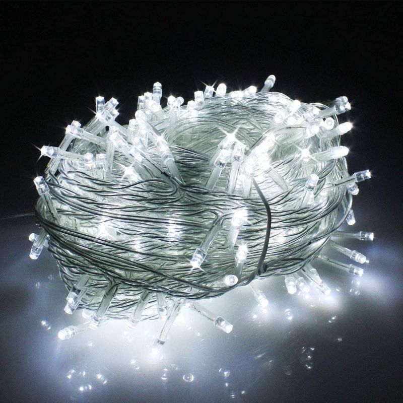 Photo 1 of LED Christmas Lights on Clear Cable with 8 Light Effects, Low Voltage LED String Fairy Lights Ideal for Christmas Tree Garden Wedding Party Festival Decoration (1000 LEDs,Day White)
