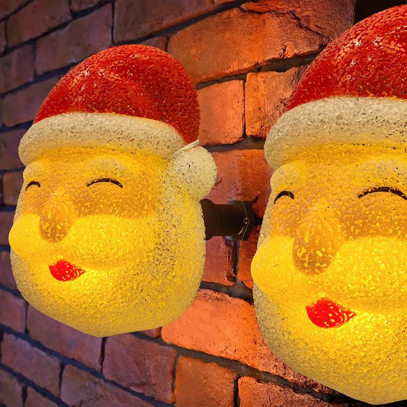 Photo 1 of 2 Pack Christmas Porch Light Covers Outdoor Christmas Decorations Santa Claus Light Covers with Elastic Band for Front Porch Garage Light Holiday Decorations 11.8 Inch
