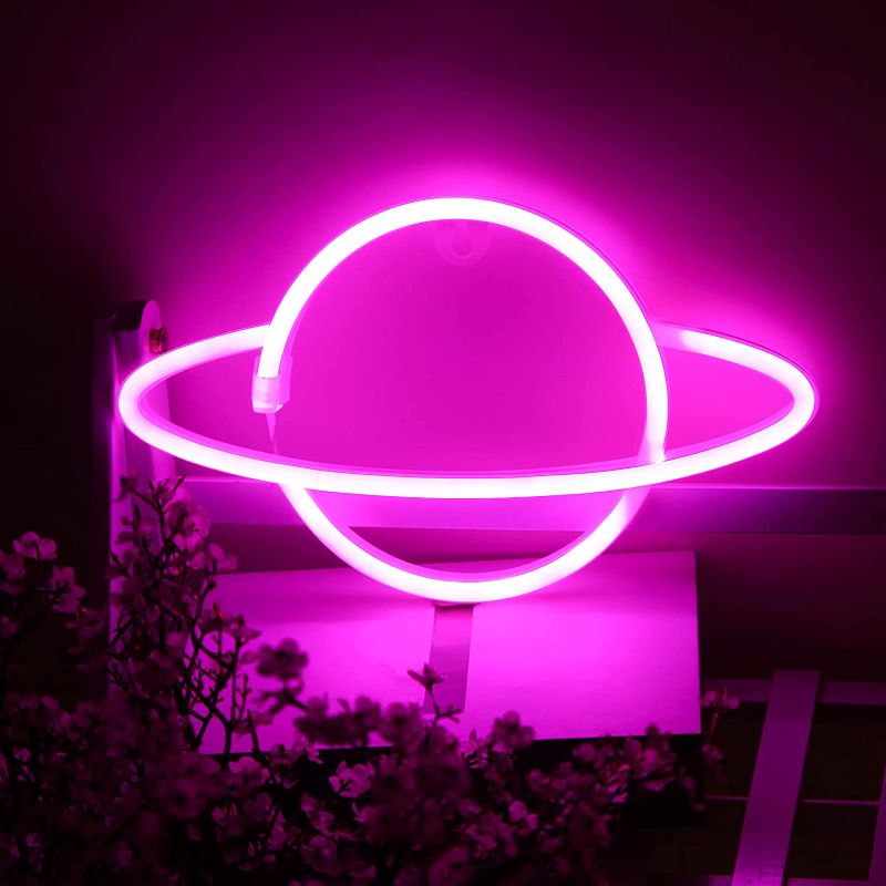 Photo 1 of Planet LED Neon Wall Sign, USB Battery Operated for Bedroom Cold Room Christmas Decoration Home Kids Room Bar Festival Birthday Wedding Party Gift
