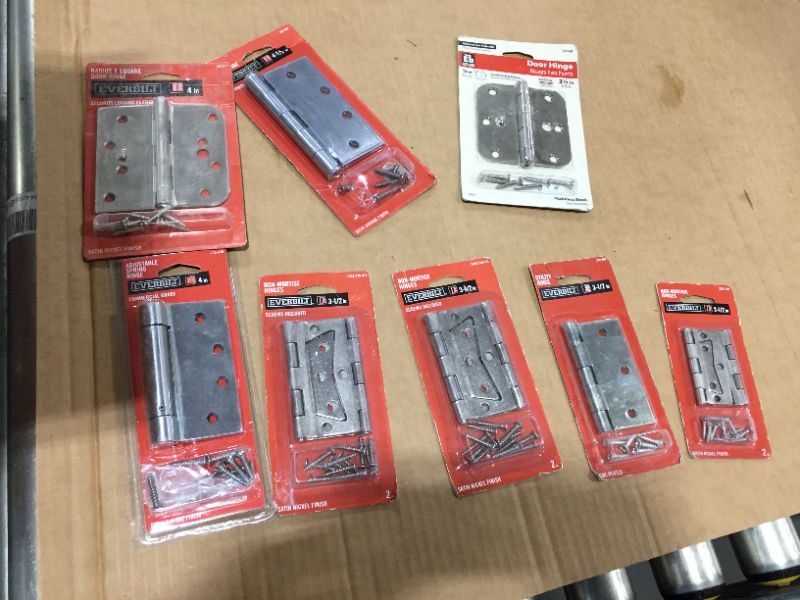 Photo 1 of BOX LOT OF ASSORTED HOME DEPOT HINGES AND HARDWARE