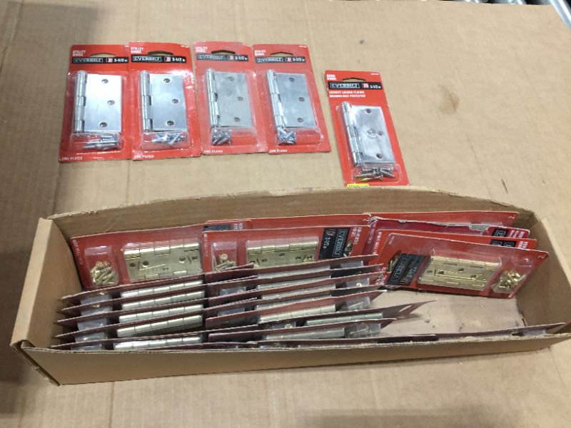 Photo 2 of BOX LOT OF ASSORTED HOME DEPOT HINGES AND DOOR HARDWARE