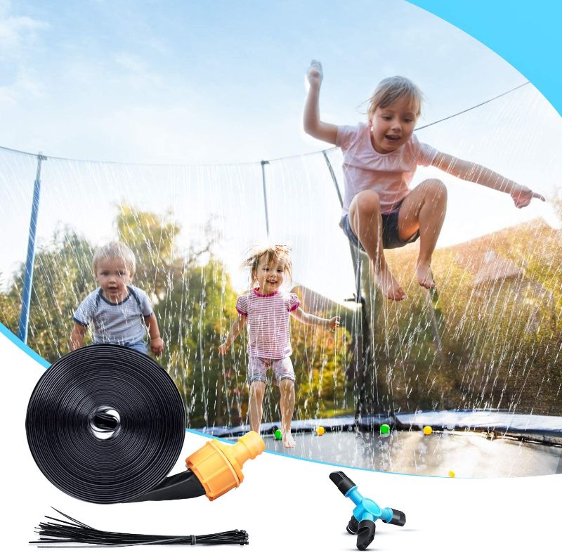 Photo 1 of Chomunce Children's Trampoline Sprinkler, Outdoor Backyard Water Park Sprinklers Fun, Boys and Girls Summer Toys, with Rotating Sprinkler for Kids Adults(39 Feet)
