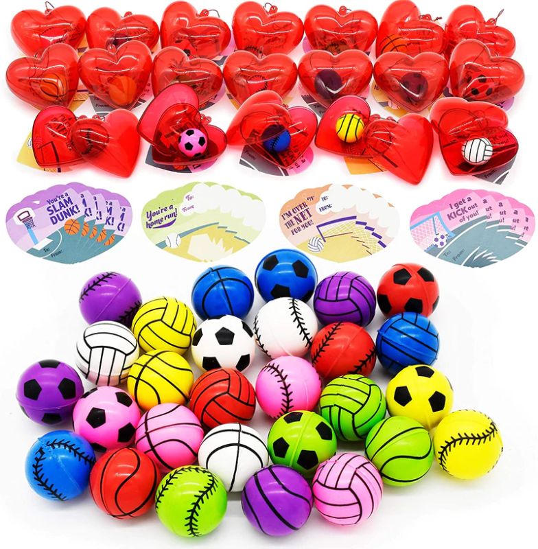 Photo 1 of Valentine Bouncy Ball Filled Hearts Set, 28 Pack