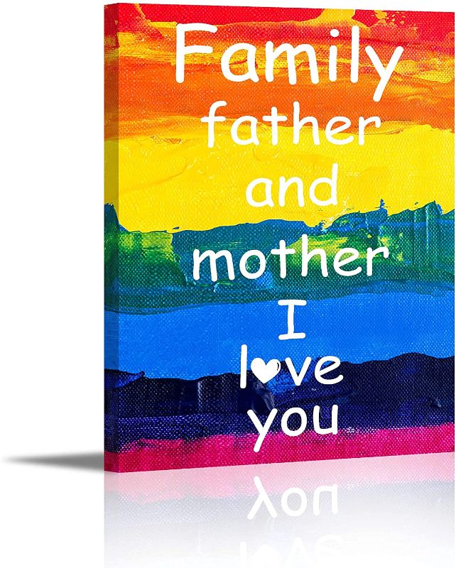 Photo 1 of Rainbow Canvas Wall Art for Kid Family Sign Colorful Decor for Bedroom Bathroom Living room Boy Girl Room Decor 12*16 inch