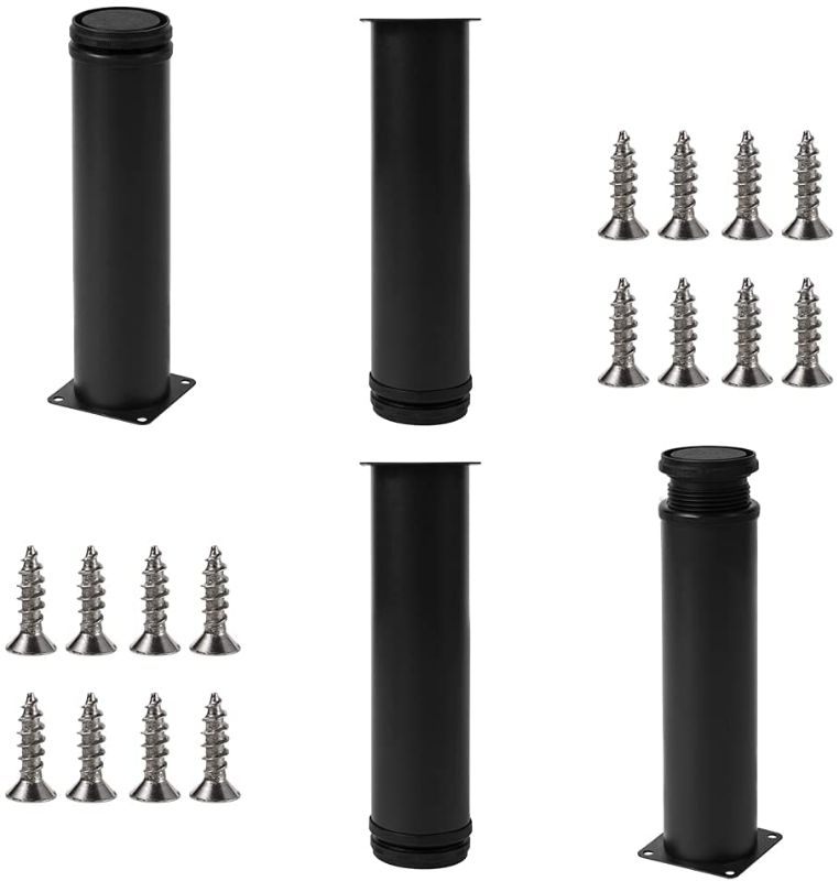 Photo 1 of 8inch Adjustable Metal Table Legs, Replacement Furniture Legs for Sofa Couch Chair Ottoman Cabinet, Set of 4(Black)
