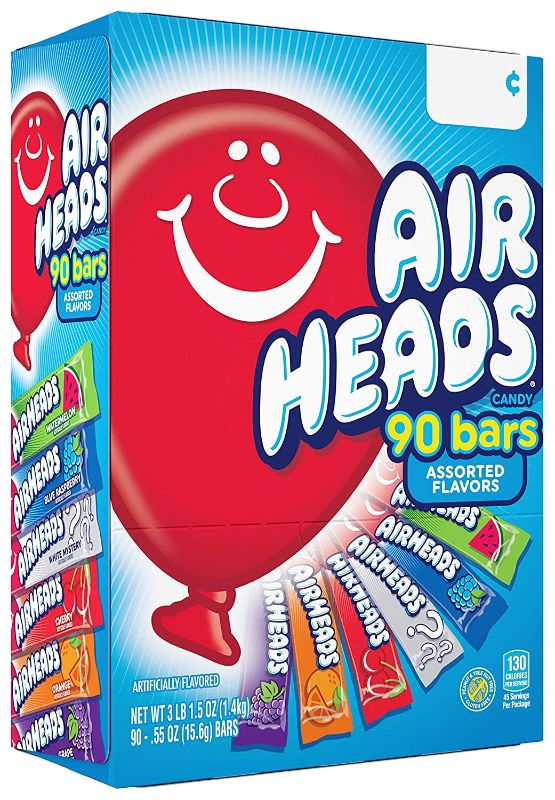 Photo 1 of Airheads Bars, Easter, Chewy Fruit Taffy Candy, Variety Pack, Back to School for Kids, Non Melting, Party 90 Count, BEST BY 04 2022
