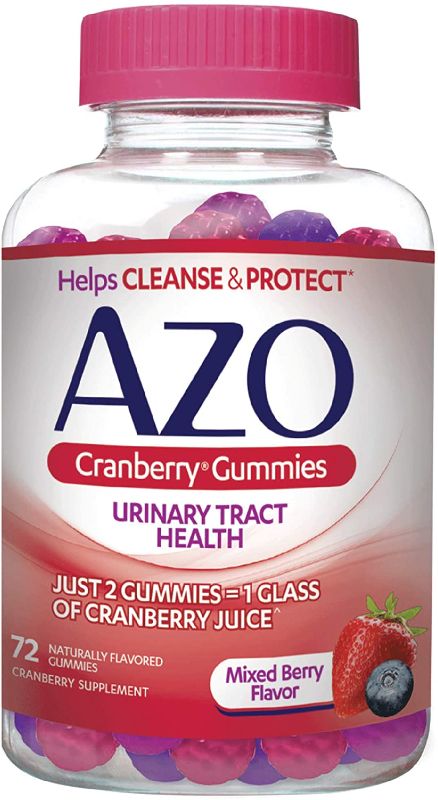 Photo 1 of AZO Cranberry Urinary Tract Health Gummies Dietary Supplement, 2 Gummies = 1 Glass of Cranberry Juice, Helps Cleanse & Protect, Natural Mixed Berry Flavor, 72 Gummies, EXP 06 2023
