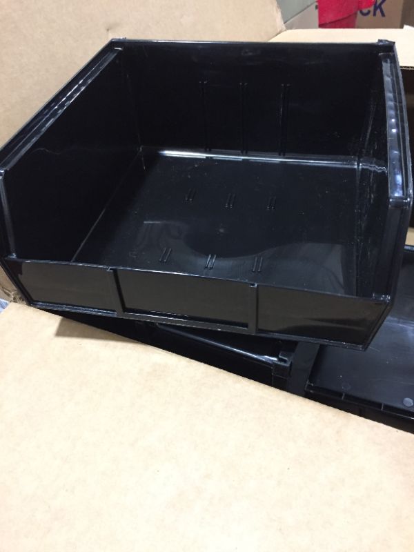 Photo 3 of Akro-Mils® AkroBin® Plastic Stack & Hang Bin, 11"W x 10-7/8"D x 5"H, Black - Pkg Qty 6
