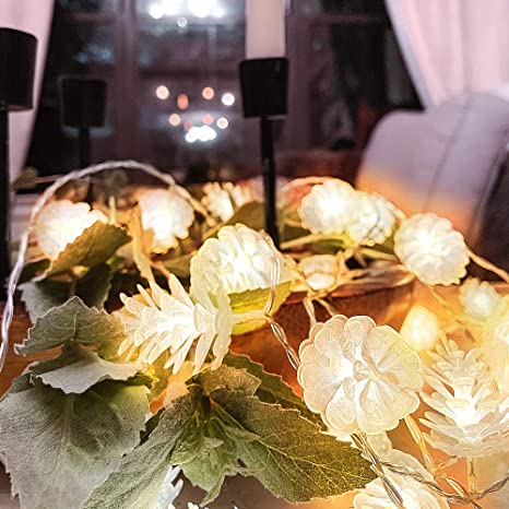 Photo 1 of Christmas Lights Christmas Indoor Decorations Pinecone String Lights with 50 Warm White LEDs Battery Operated
