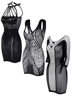 Photo 1 of GVIANCXI 3 Pack Womens Sexy Lingerie Chemises Negligees Sex Fishnet Suspenders Mini Dress
