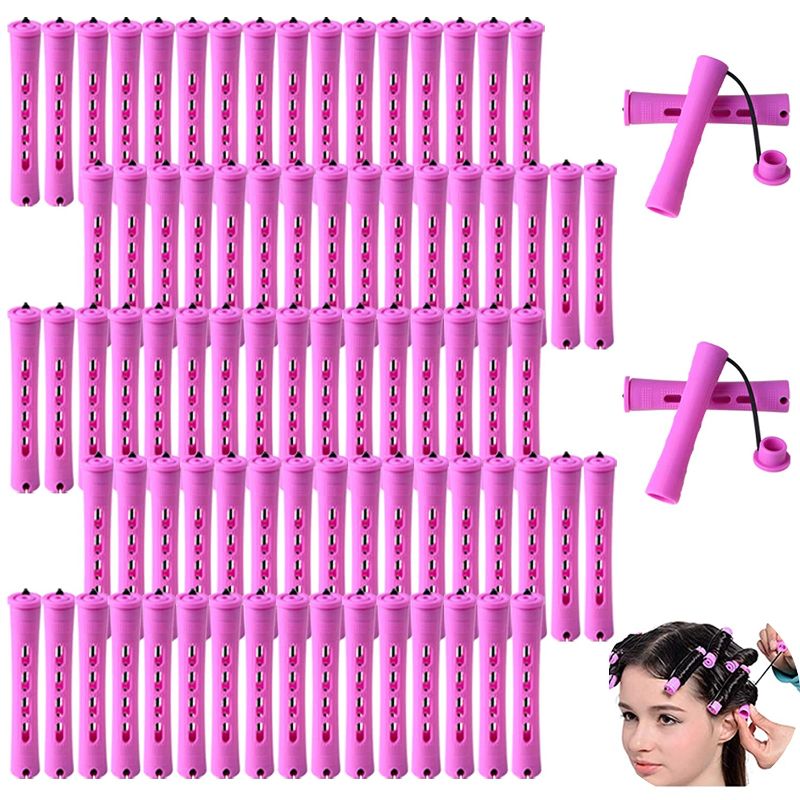 Photo 1 of 80pcs Perm Rods Cold Wave Rods Hair Roller Curler Perm Rods for Natural Hair Perming Rods Hair Curlers for Women Long Short Hair DIY Hairdressing Styling Tools
