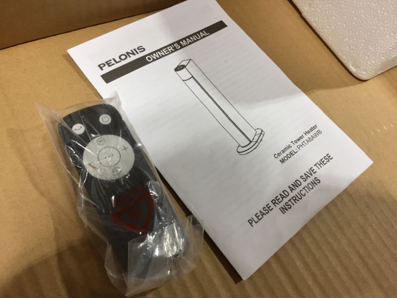 Photo 1 of PELONIS Ceramic Space Heater, 1500W Indoor Tower Heater and Fan Setting with 70 Degree Oscillation, Remote Control, Programmable Thermostat & 24H Timer, Tip-Over Switch & Overheating Protection. White
