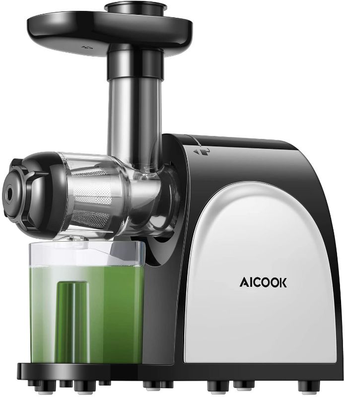 Photo 1 of Juicer, Aicok Slow Masticating Juicer, Cold Press Juicer Machine Easy to Clean, Higher Juicer Yield and Drier Pulp, Juice Extractor with Quiet Motor and Reverse Function, BPA-Free