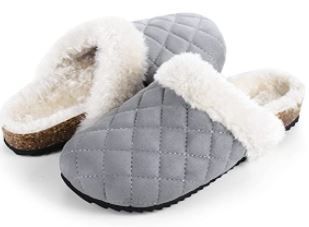 Photo 1 of Womens Slippers with Arch Support,House Fuzzy Furry Cork Mules Clogs for Ladies Size 9