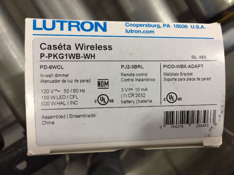 Photo 2 of Lutron Caseta Wireless Smart Dimmer Switch and Remote Kit, P-PKG1WB-WH White
