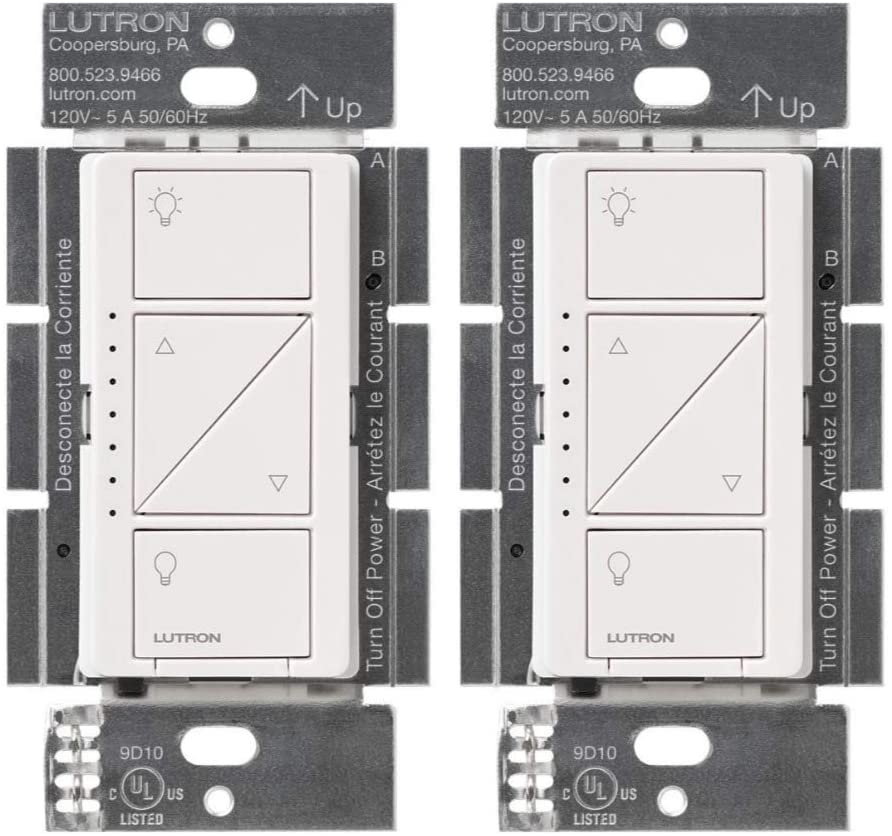 Photo 1 of Lutron PD-6WCL-WH Caseta Wireless Smart Lighting Dimmer Switch, White (2 Pack), 2 Count
